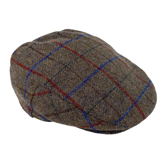 Failsworth Cap 6 3/4 Cambridge Plaid Brown Red Blue 100% Wool NWOT - Picture 1 of 11